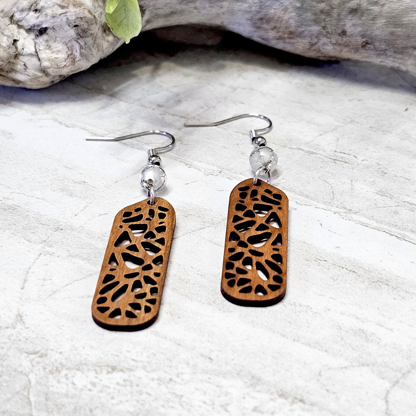 Wood And Beads Earrings-WB-2