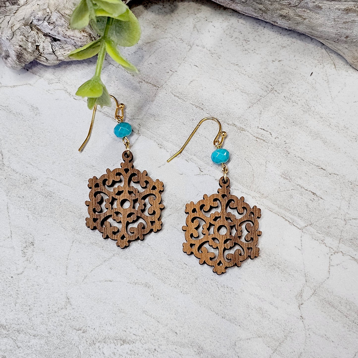 Wood And Beads Earrings-WB-20