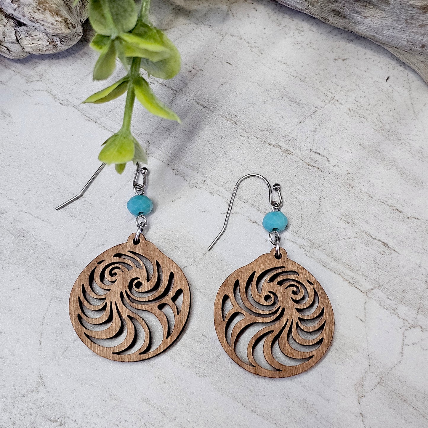 Wood And Beads Earrings-WB-24