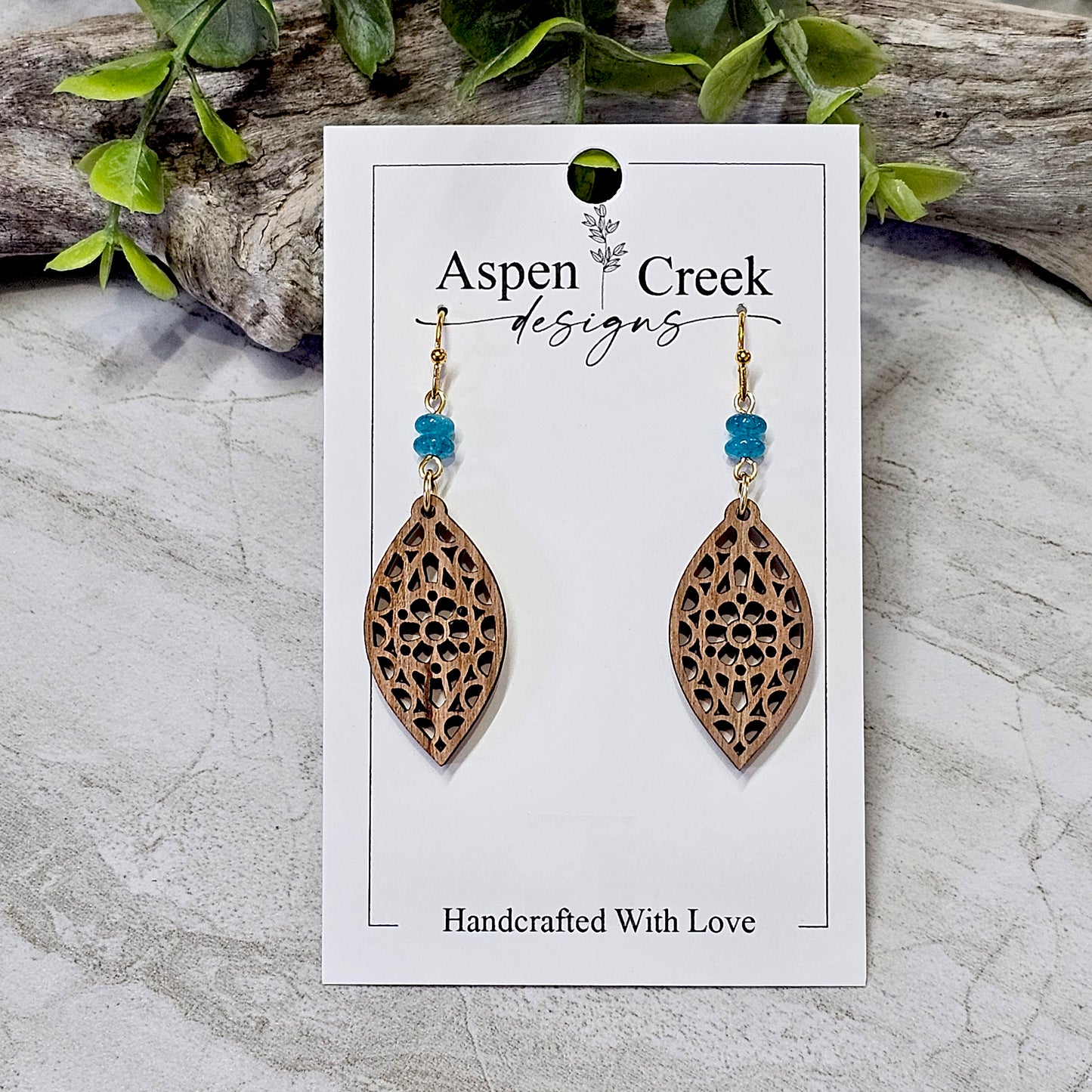 Wood And Beads Earrings-WB-5