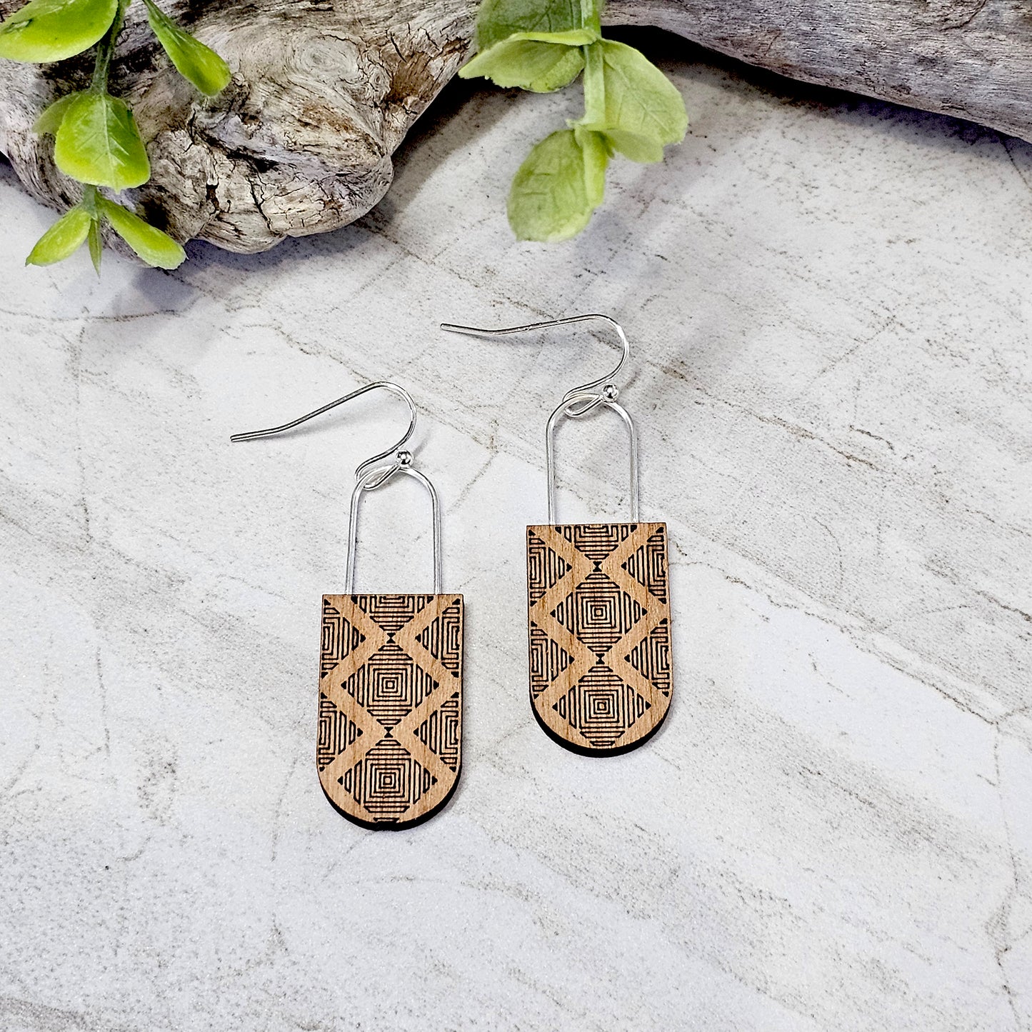 Wood And Wire/Metal Earrings- WW-15