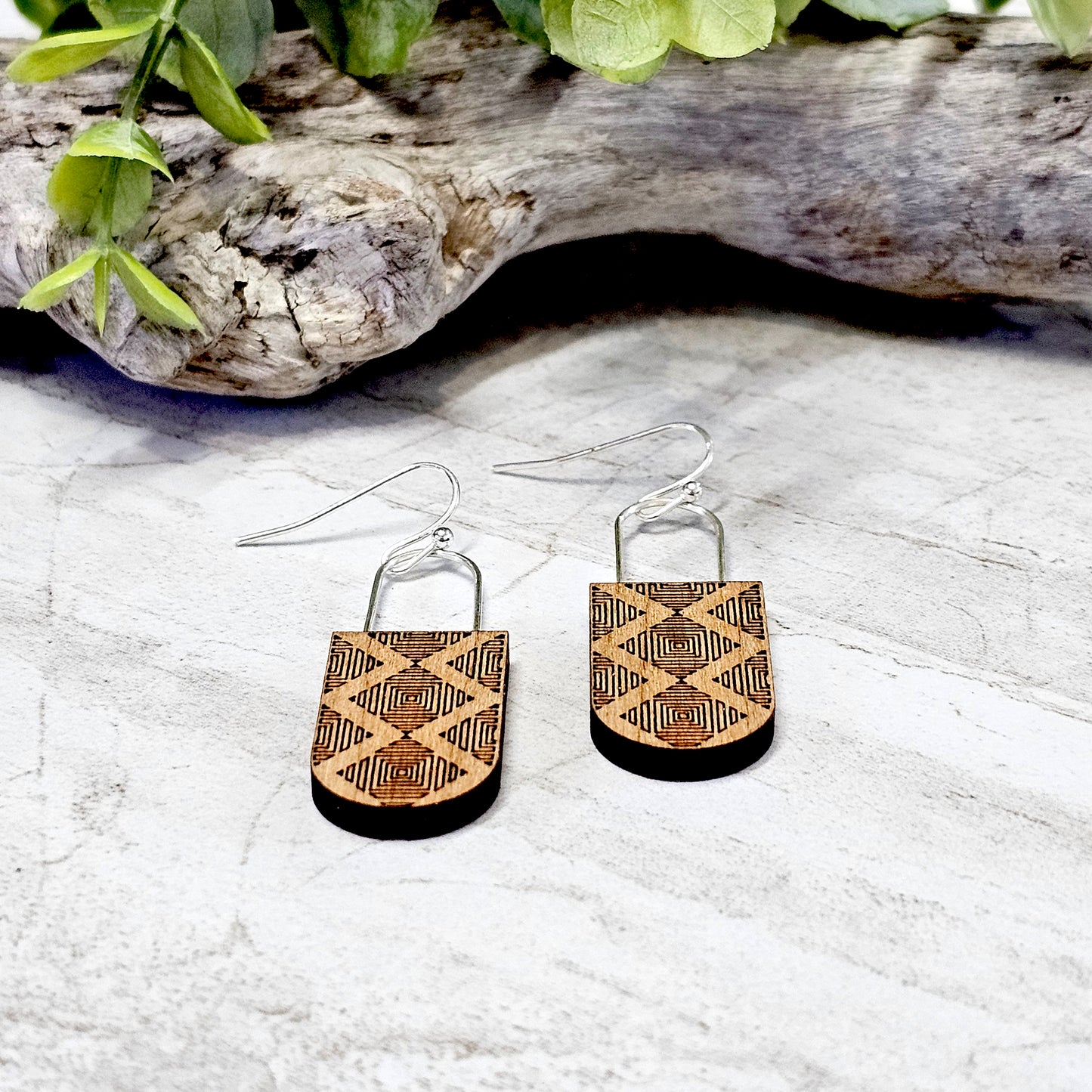 Wood And Wire/Metal Earrings- WW-15