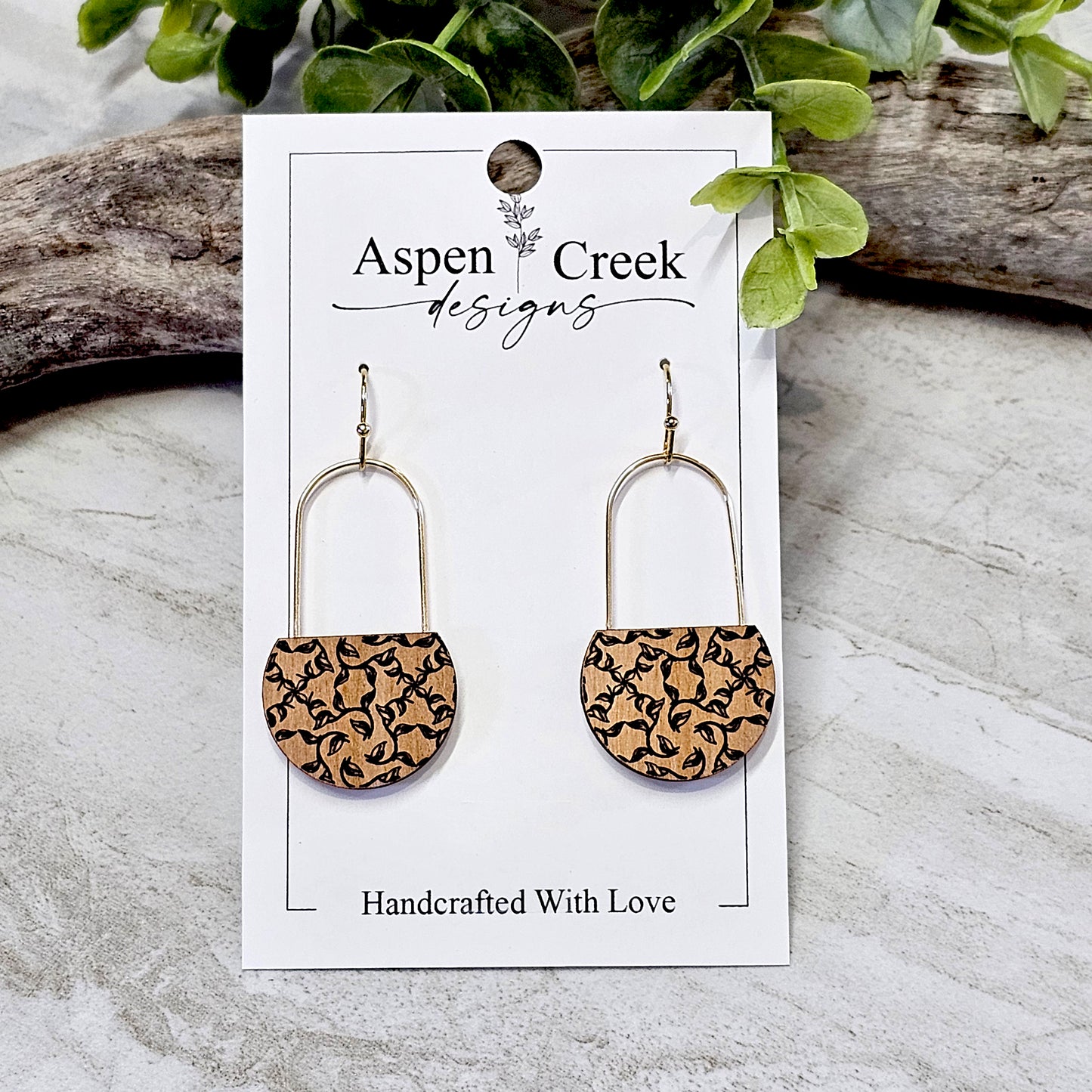 Wood And Wire/Metal Earrings- WW-31