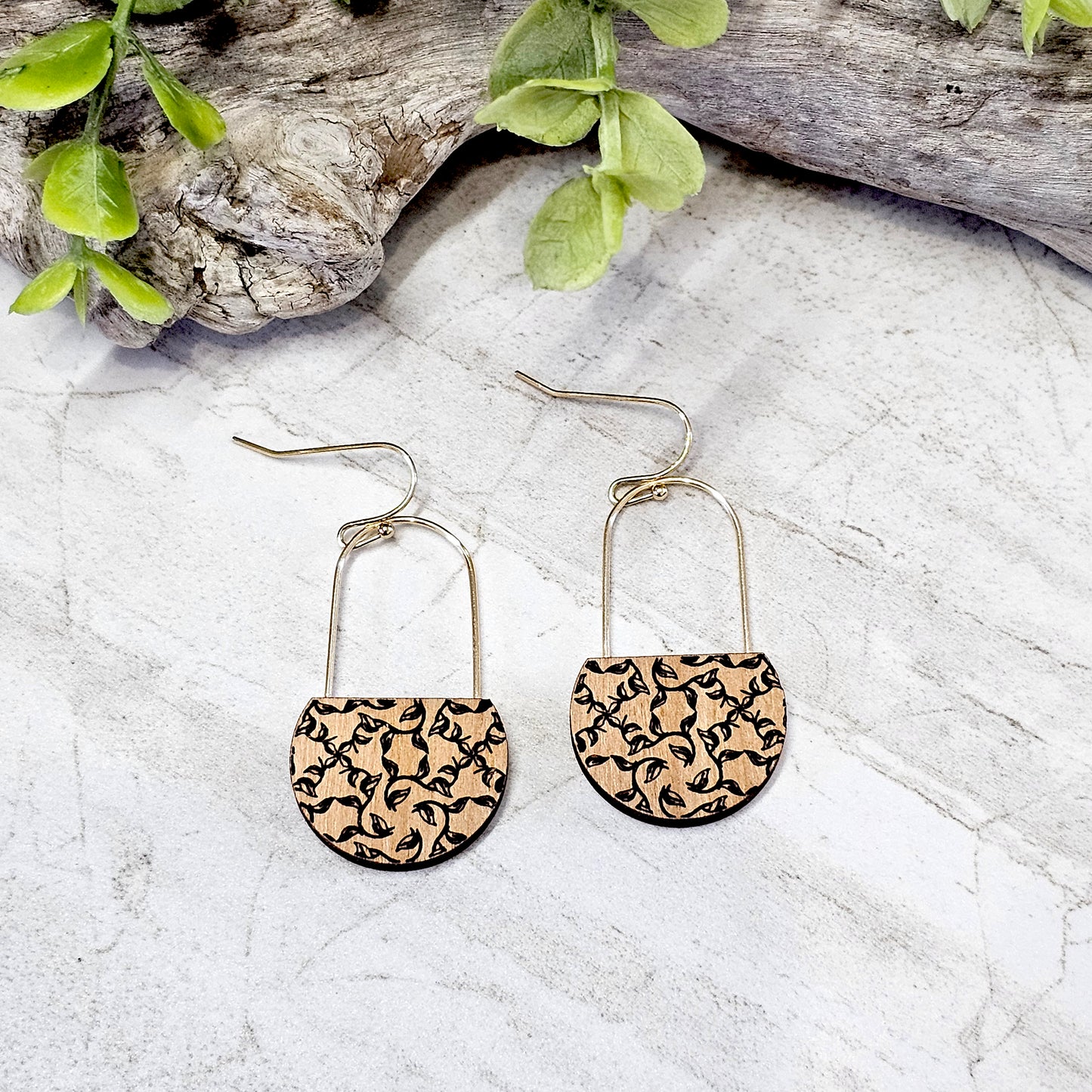 Wood And Wire/Metal Earrings- WW-31