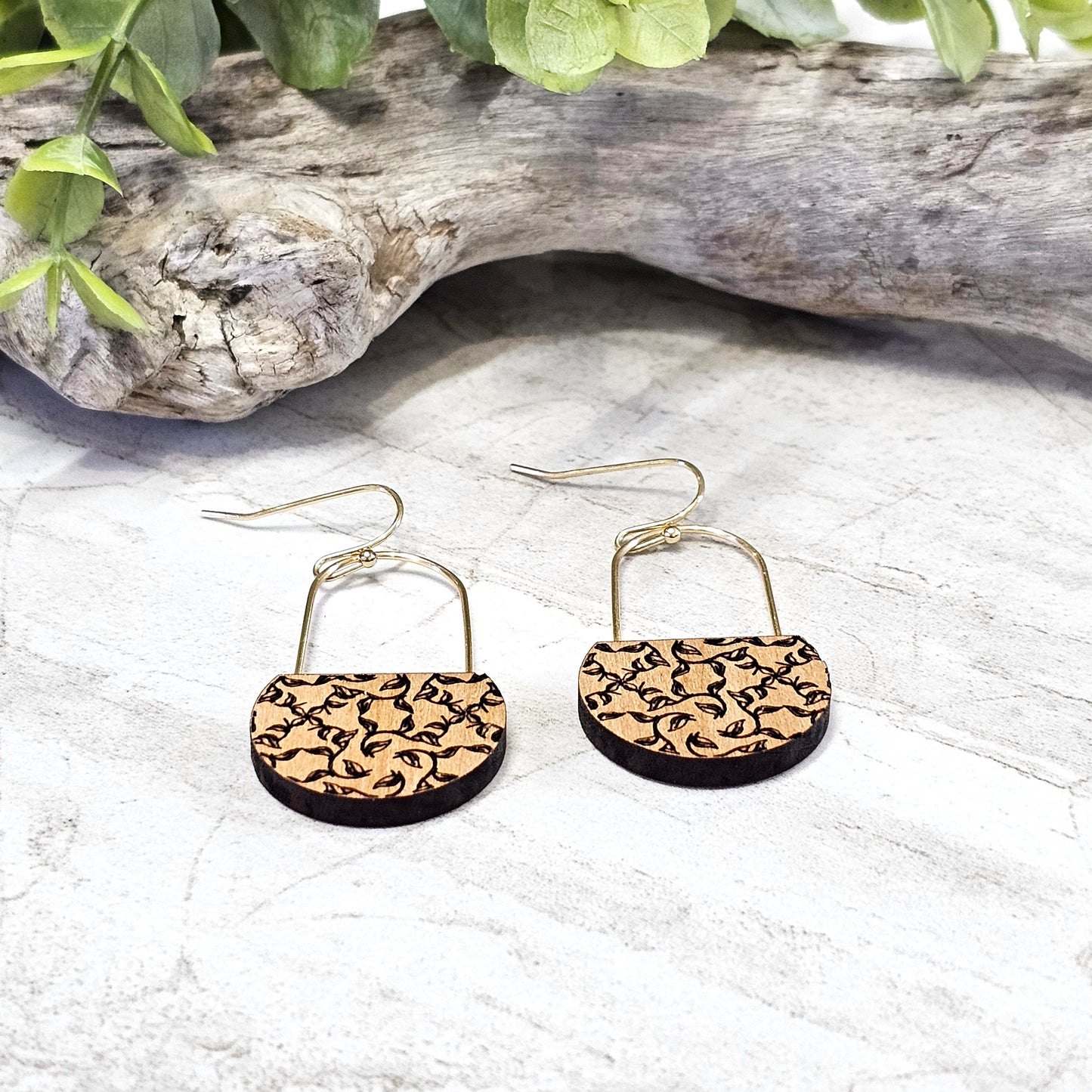 Wood And Wire/Metal Earrings- WW-31