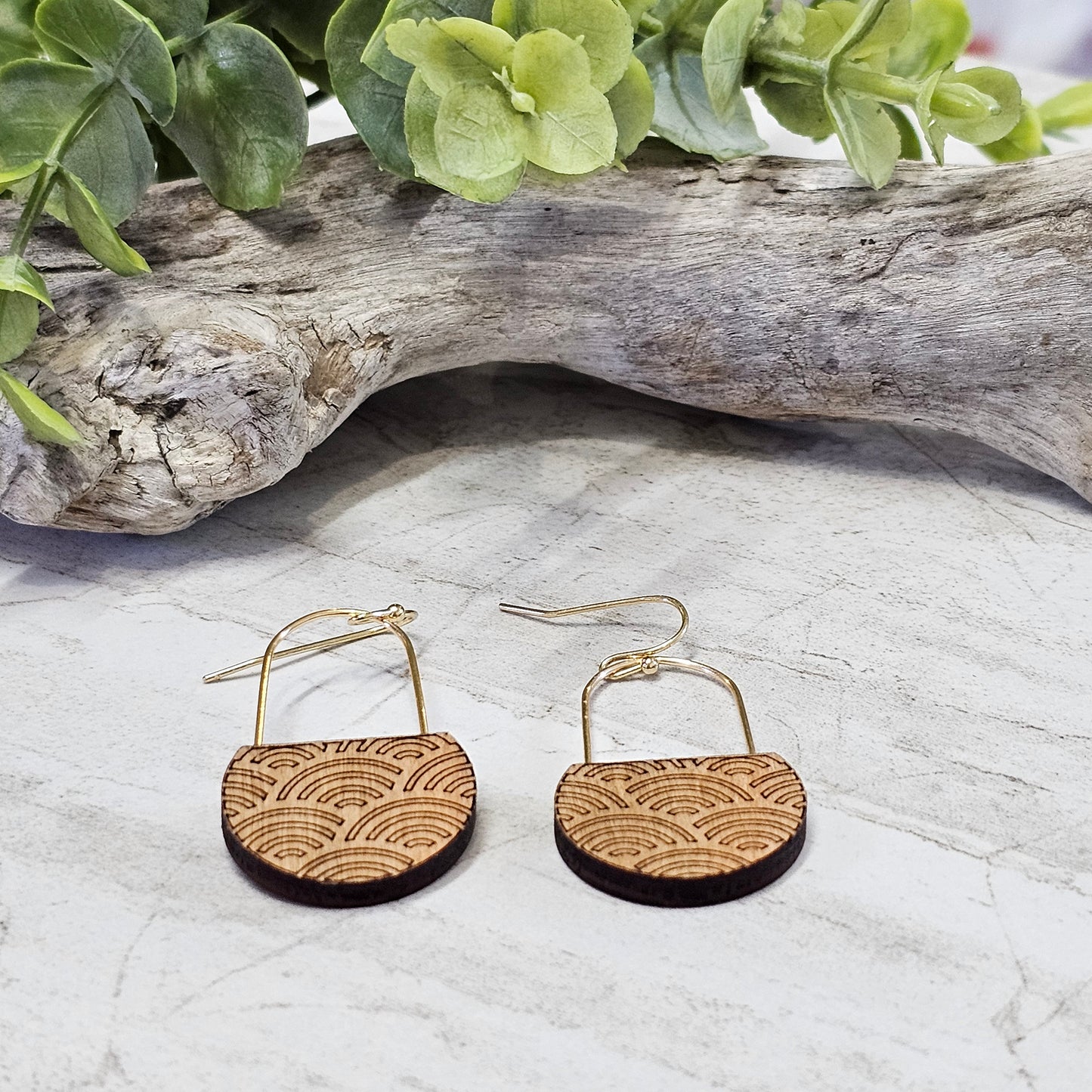 Wood And Wire/Metal Earrings- WW-32