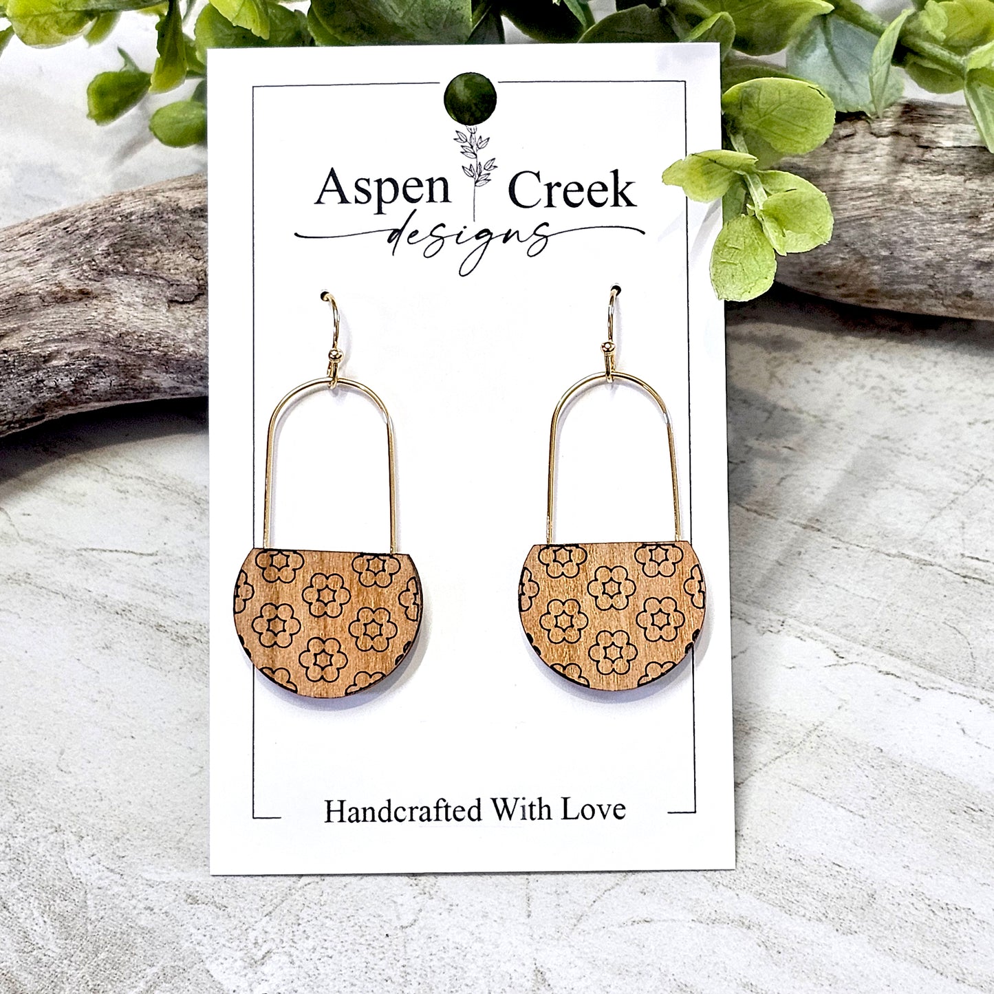 Wood And Wire/Metal Earrings- WW-33