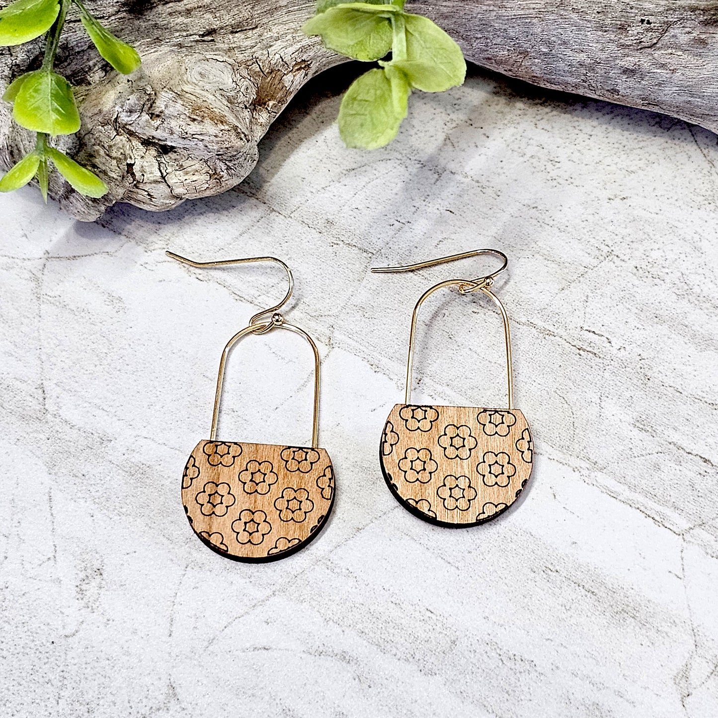 Wood And Wire/Metal Earrings- WW-33