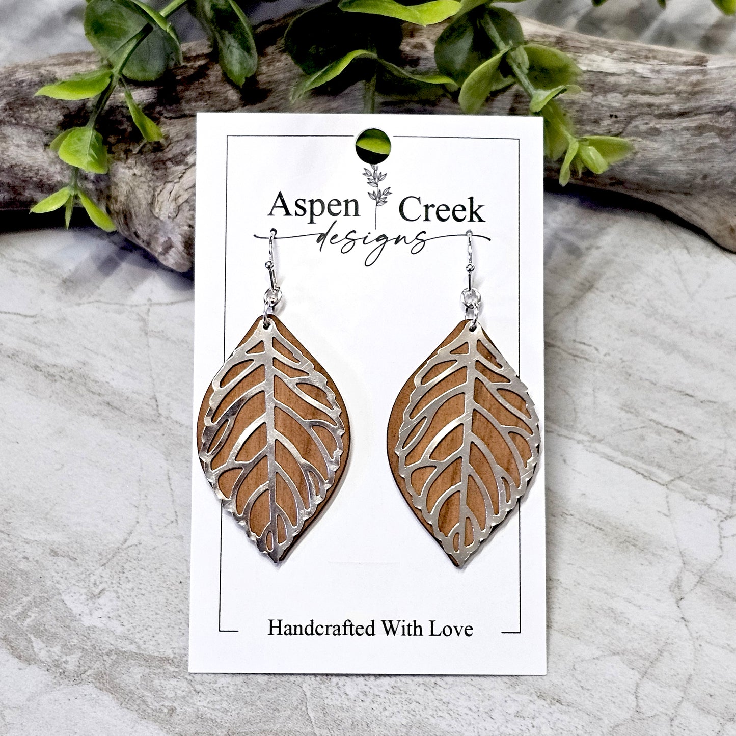 Wood And Wire/Metal Earrings- WW-36