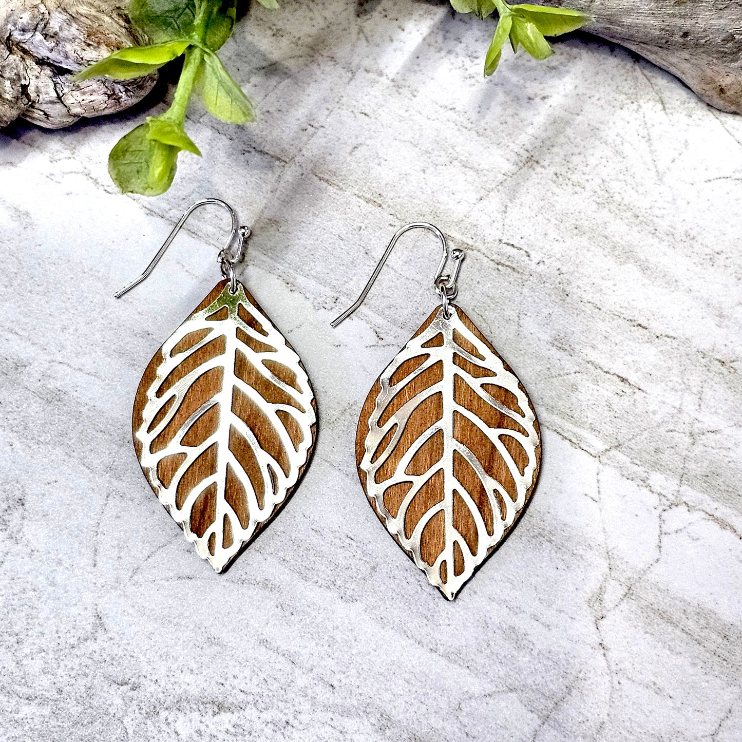 Wood And Wire/Metal Earrings- WW-37