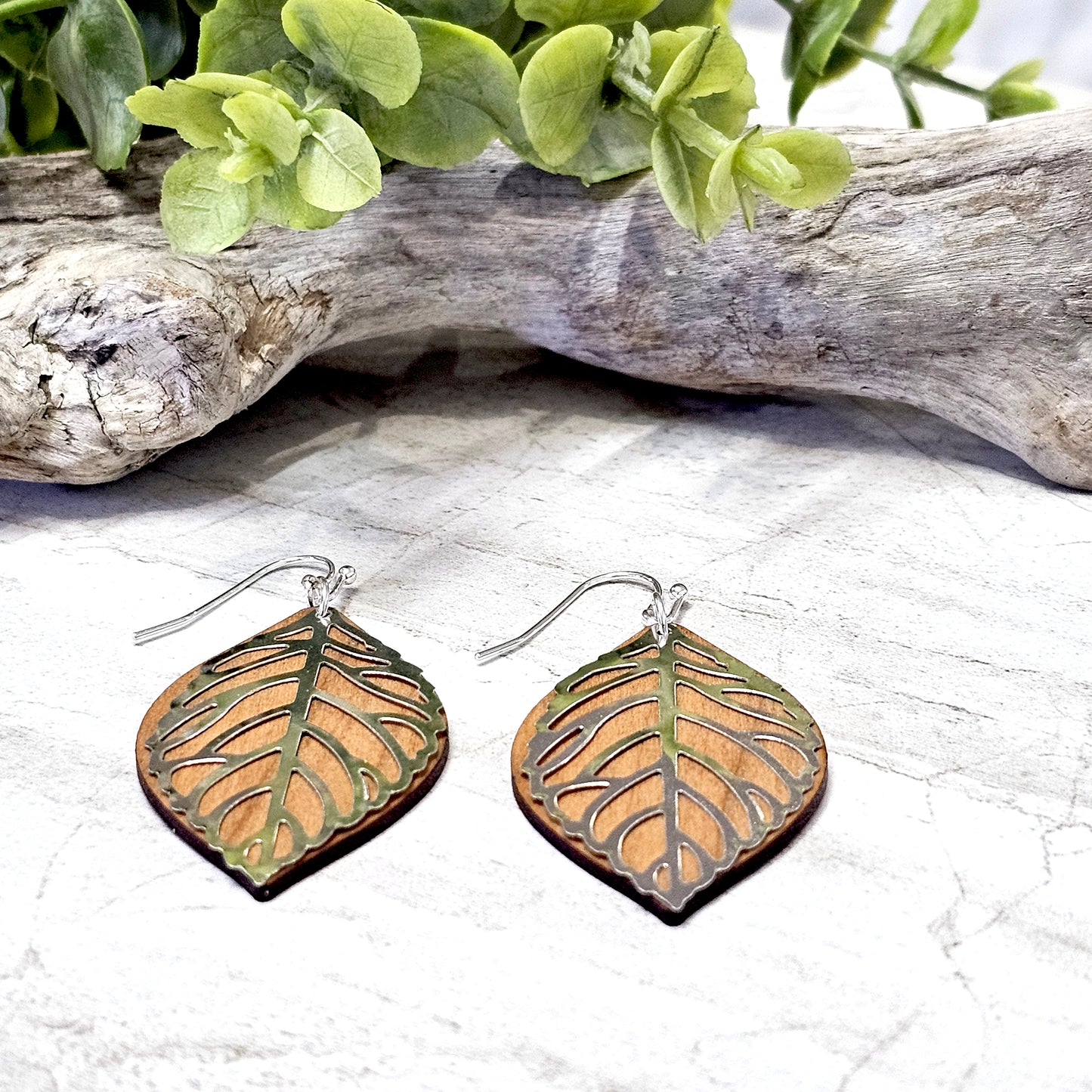 Wood And Wire/Metal Earrings- WW-37