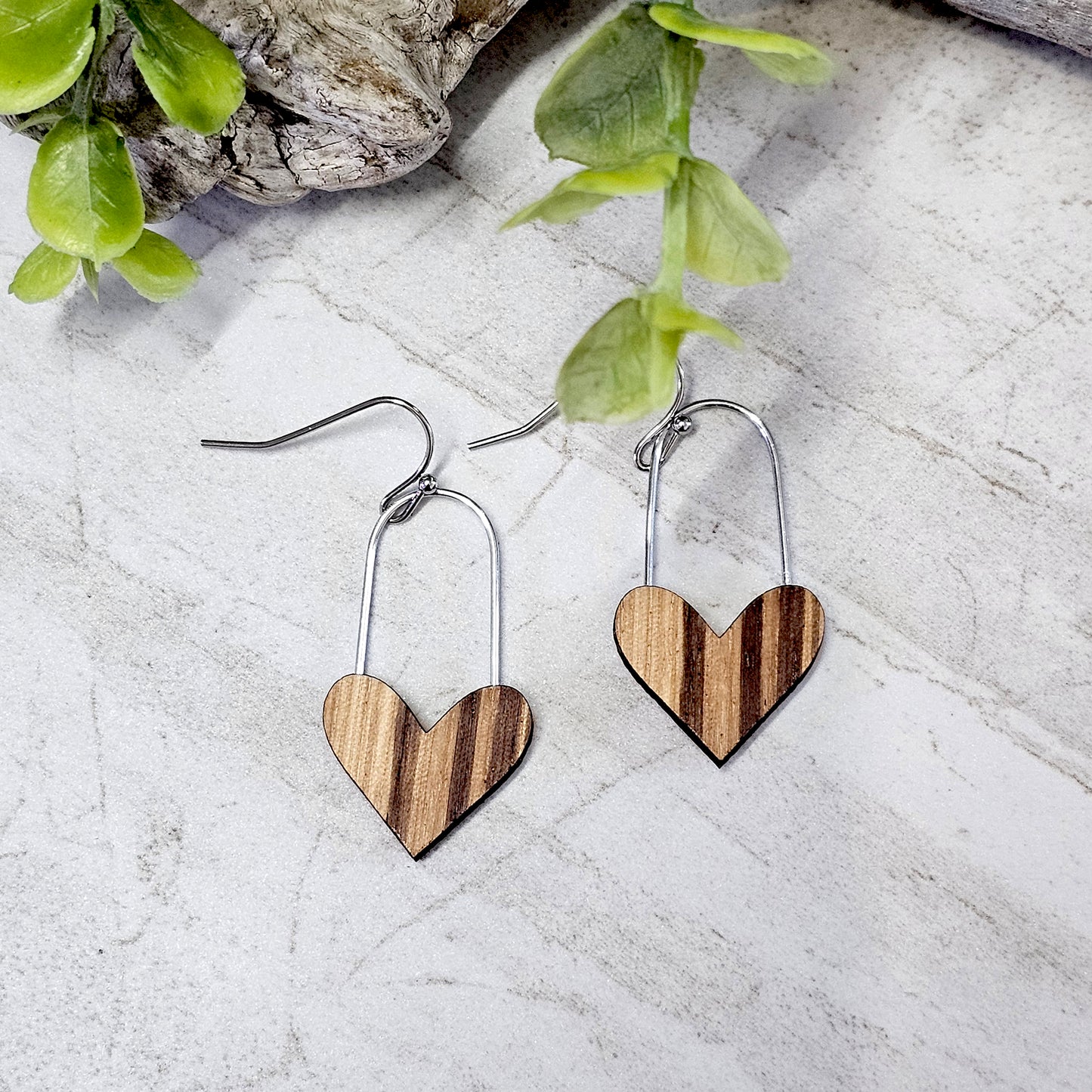 Wood And Wire/Metal Earrings- WW-6