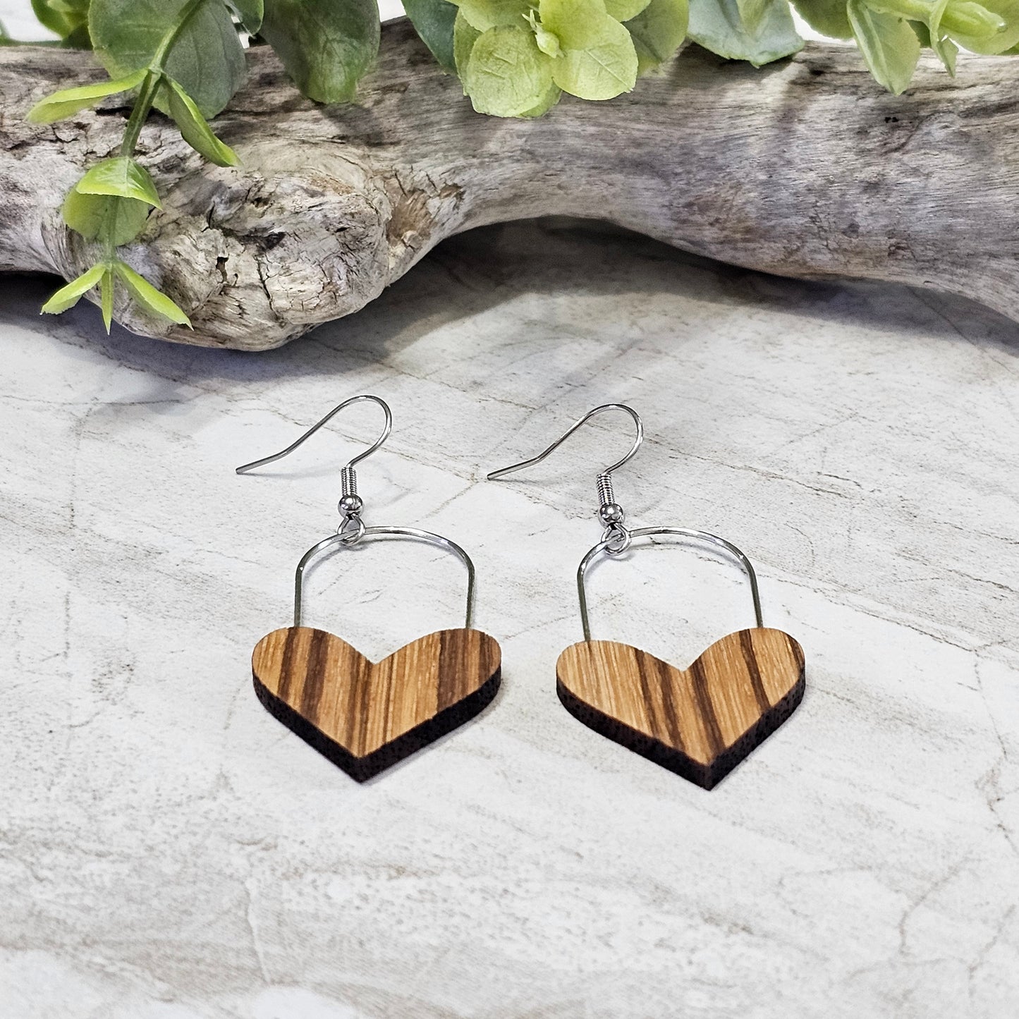 Wood And Wire/Metal Earrings- WW-7