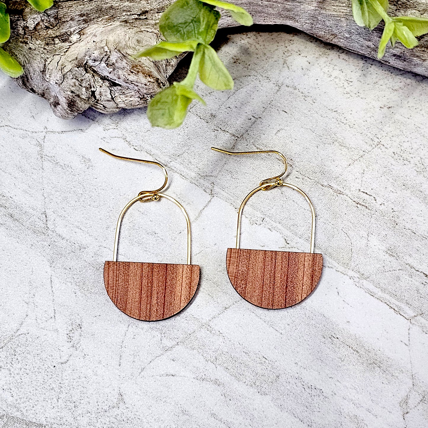 Wood And Wire/Metal Earrings- WW-8