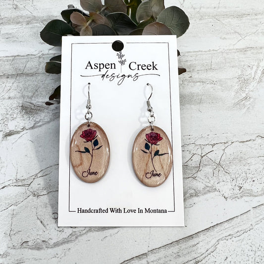 Resin Earrings- June Birth Flower