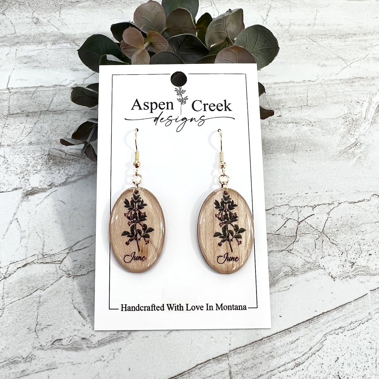 Resin Earrings- June Birth Flower