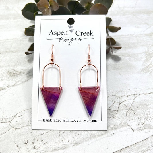 Resin Earrings- Pink Blue Abstract