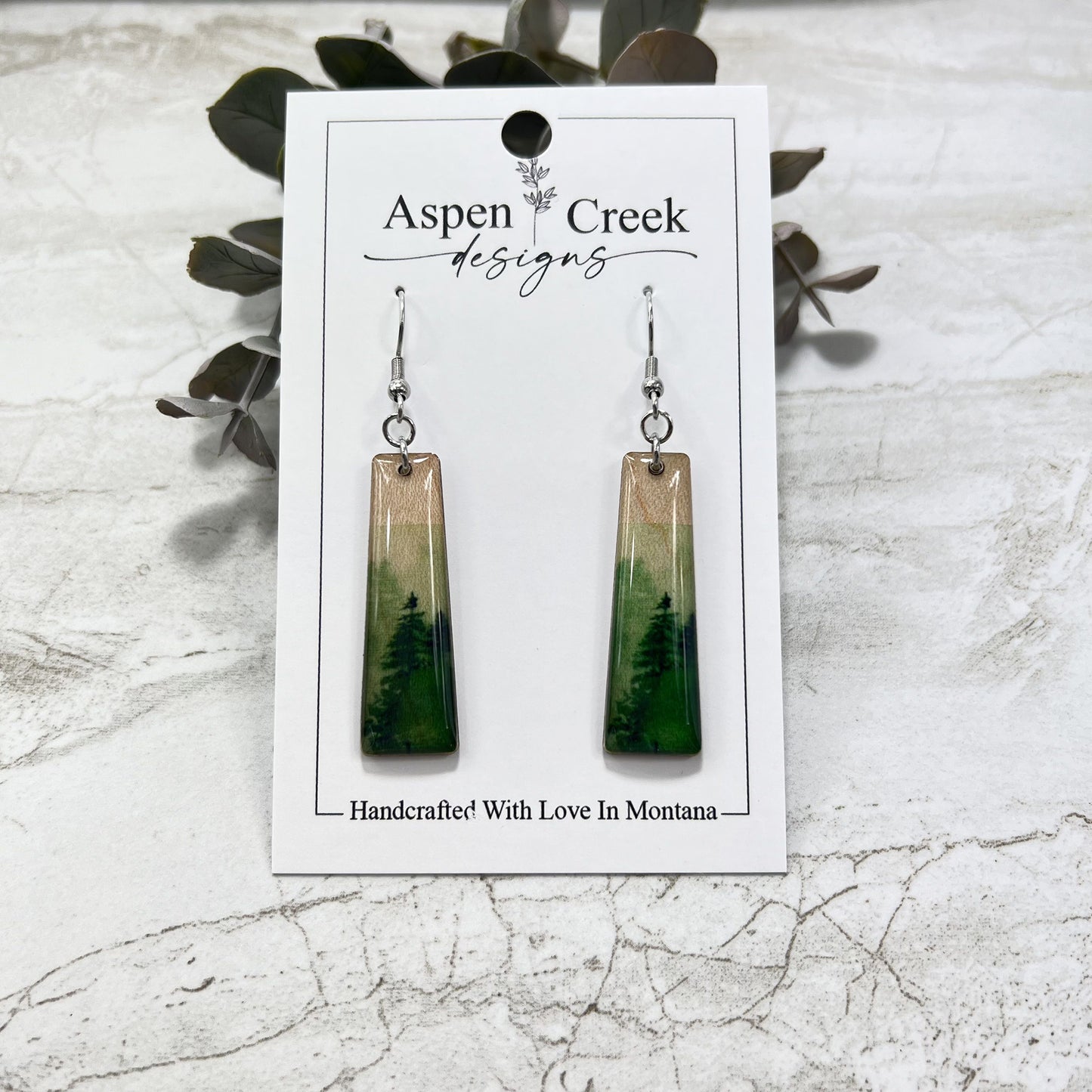 Resin Earrings- Trees Scenic