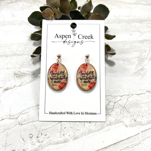 Resin Earrings- Psalm 139:14