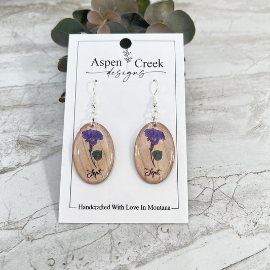 Resin Earrings- September Birth Flower