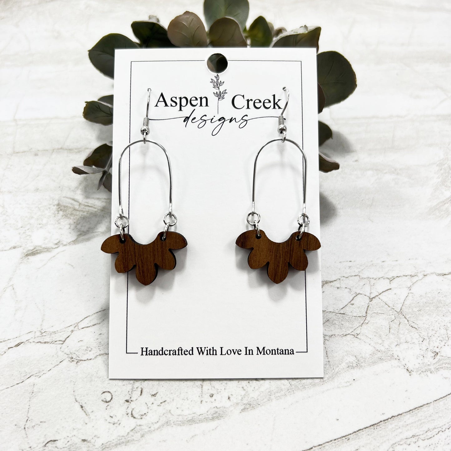 Wood & Wire Earrings- Walnut