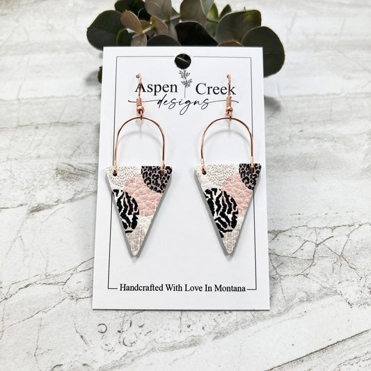 Leather & Wire Earrings- Leopard Spot Circles