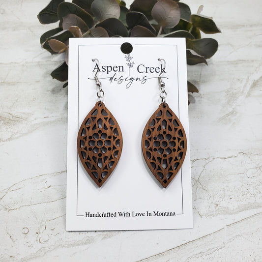 Wood Earrings- Mandala Petal