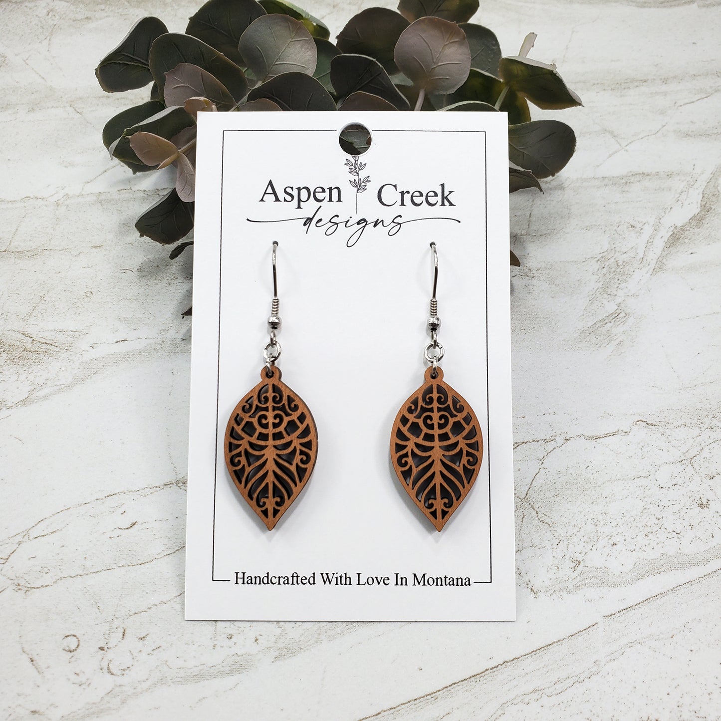 Wood Earrings- Mandala Petal