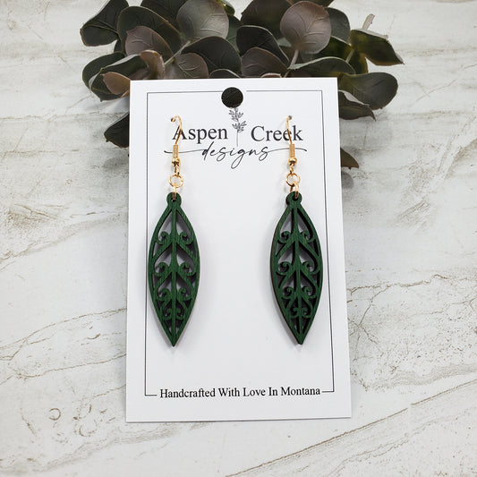 Wood Earrings- Leaf