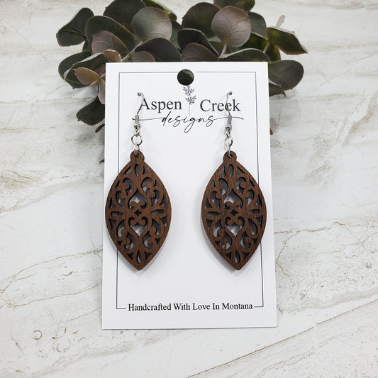 Wood Earrings- Mandala Petal