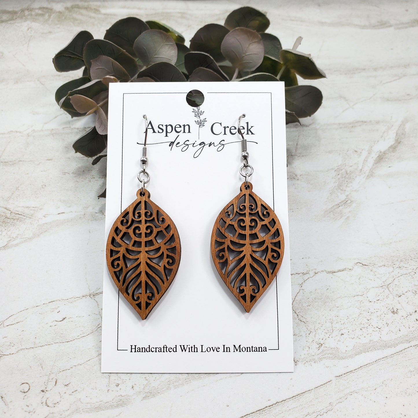 Wood Earrings- Mandala Petal