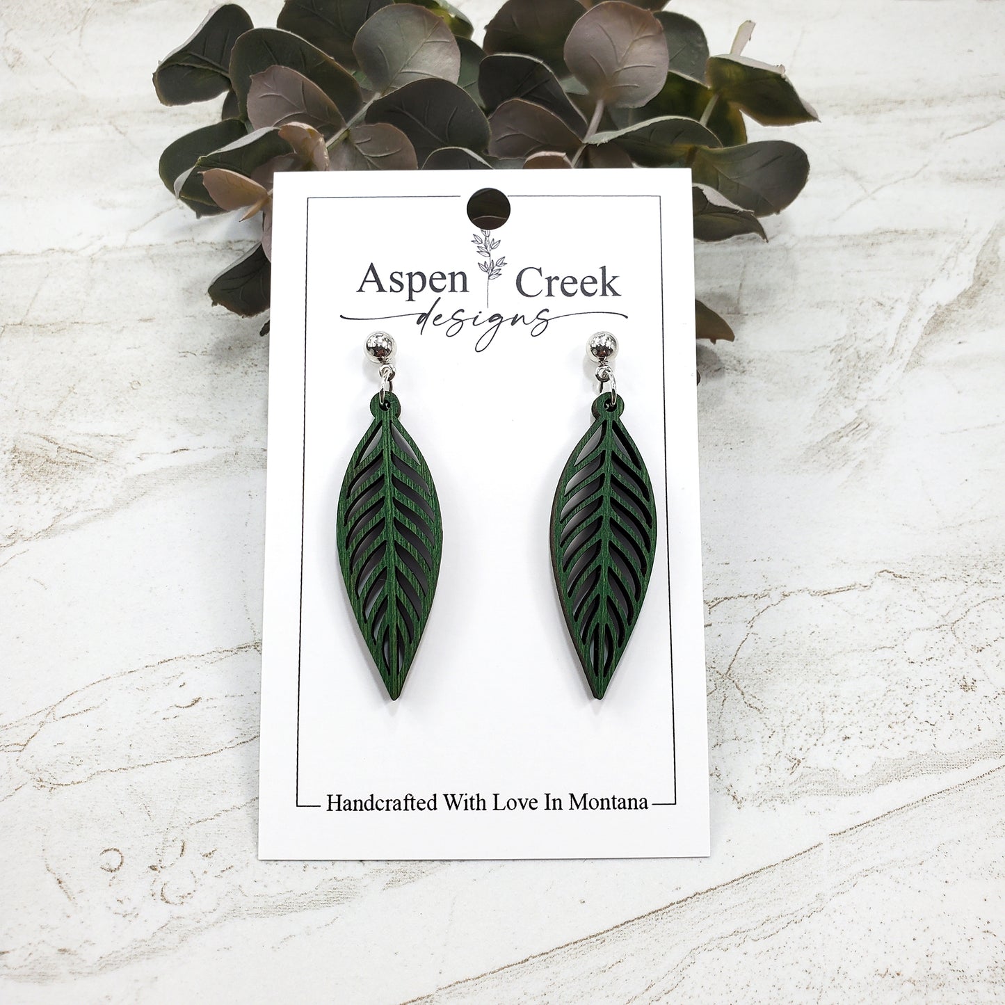 Wood Earrings- Leaf