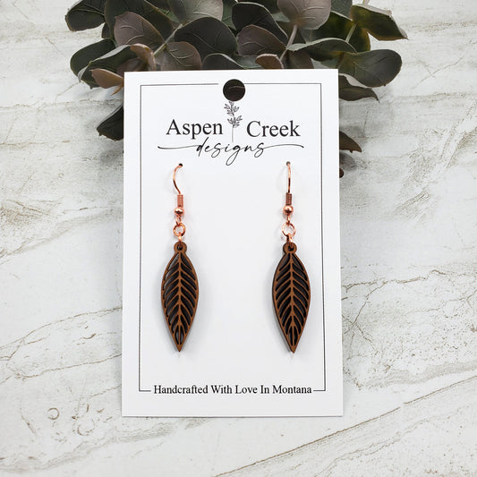 Wood Earrings- Leaf