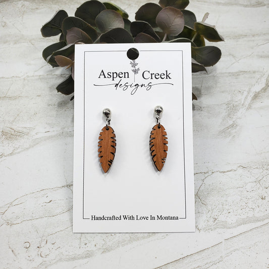 Wood Earrings- Leaf