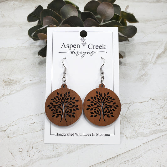 Wood Earrings- Tree Of Life