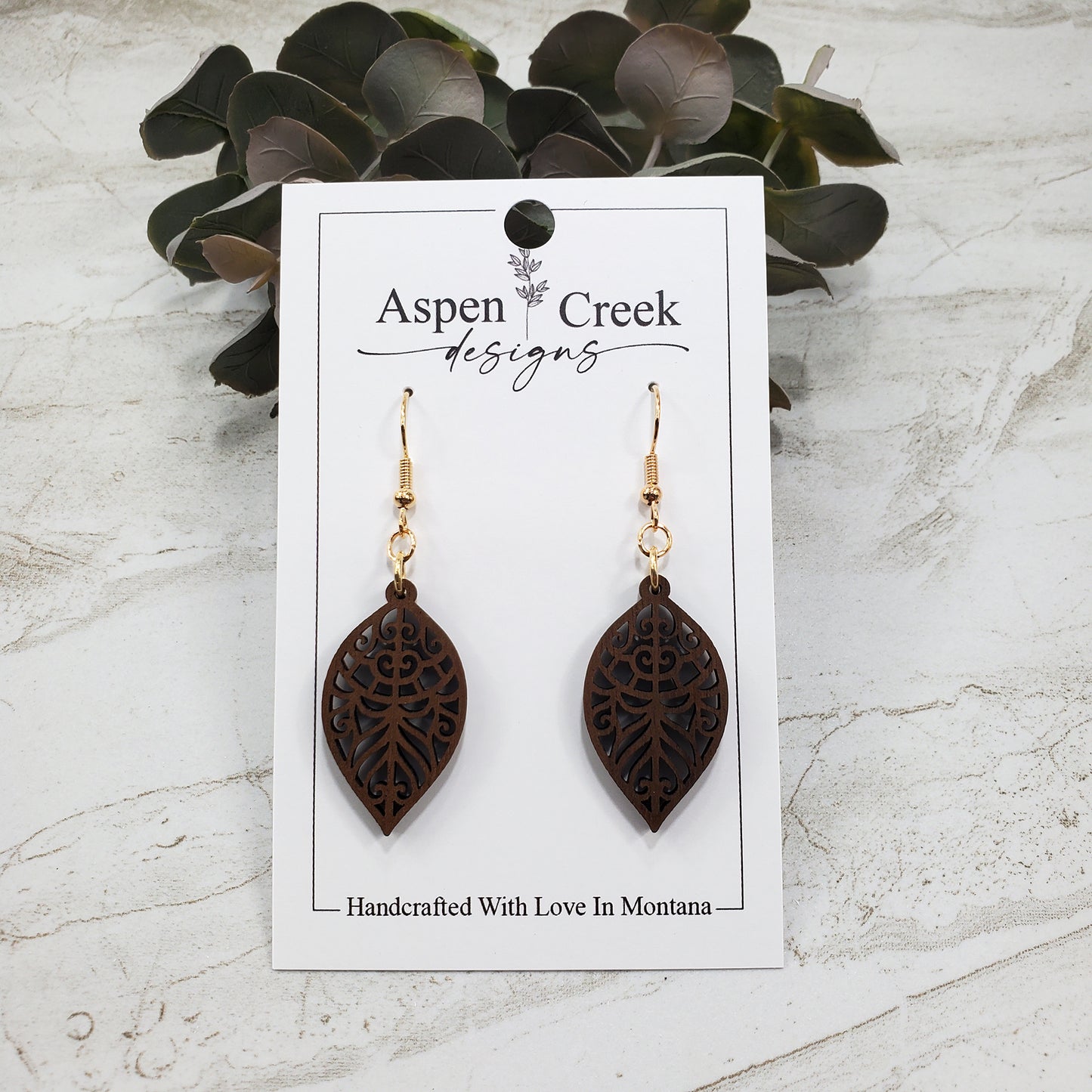 Wood Earrings- Mandala Petal