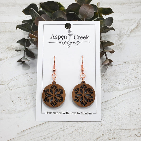 Wood Earrings- Mandala