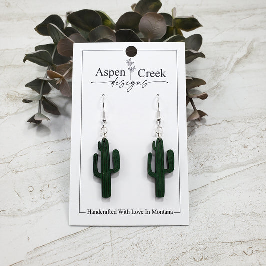 Wood Earrings- Cactus