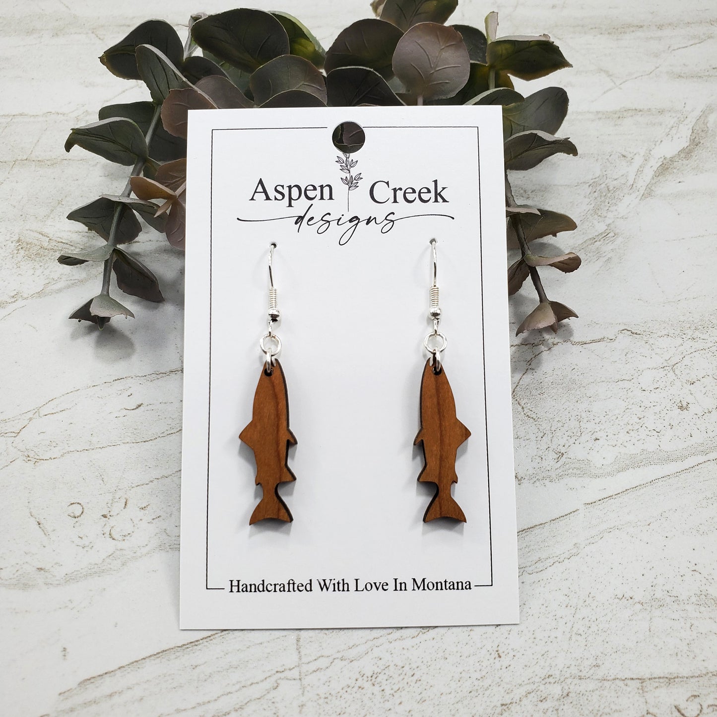 Wood Earrings- Trout