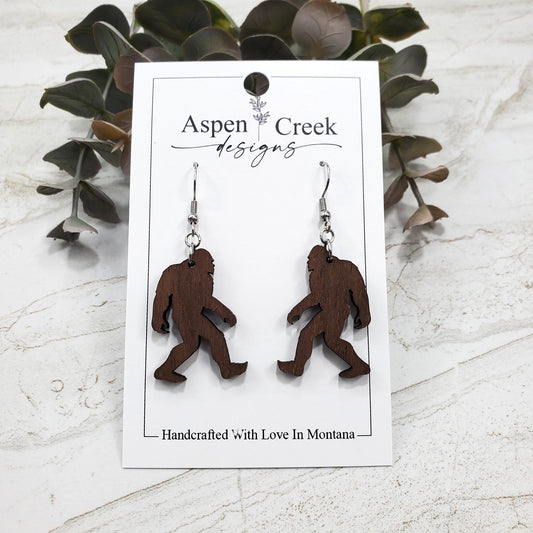 Wood Earrings- Sasquatch