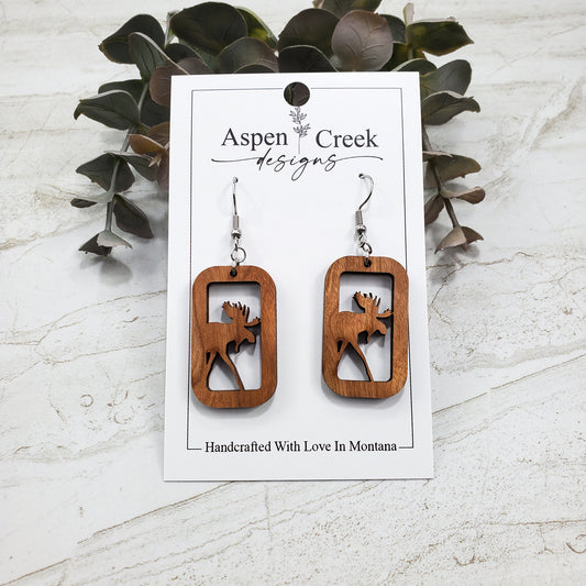 Wood Earrings- Moose