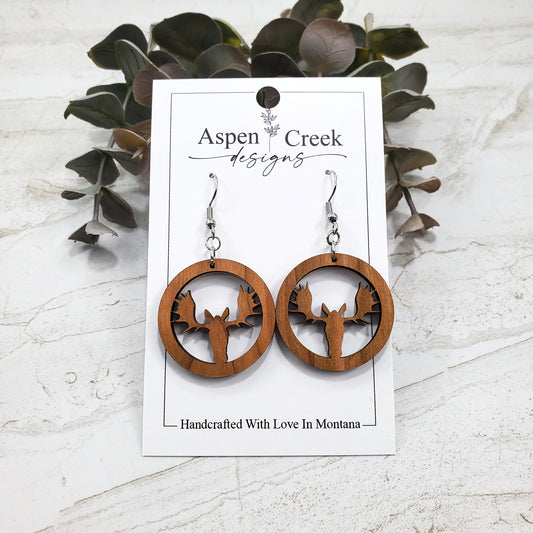 Wood Earrings- Moose