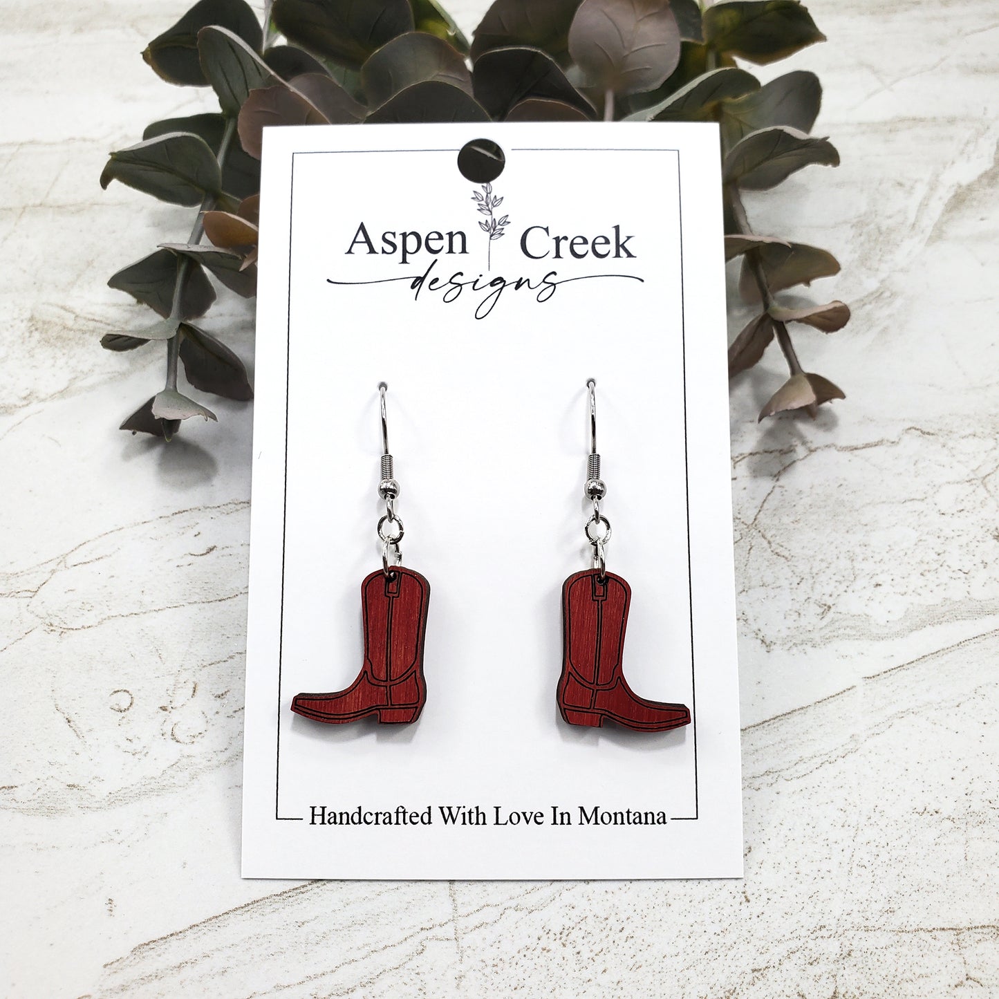 Wood Earrings- Cowboy Boots