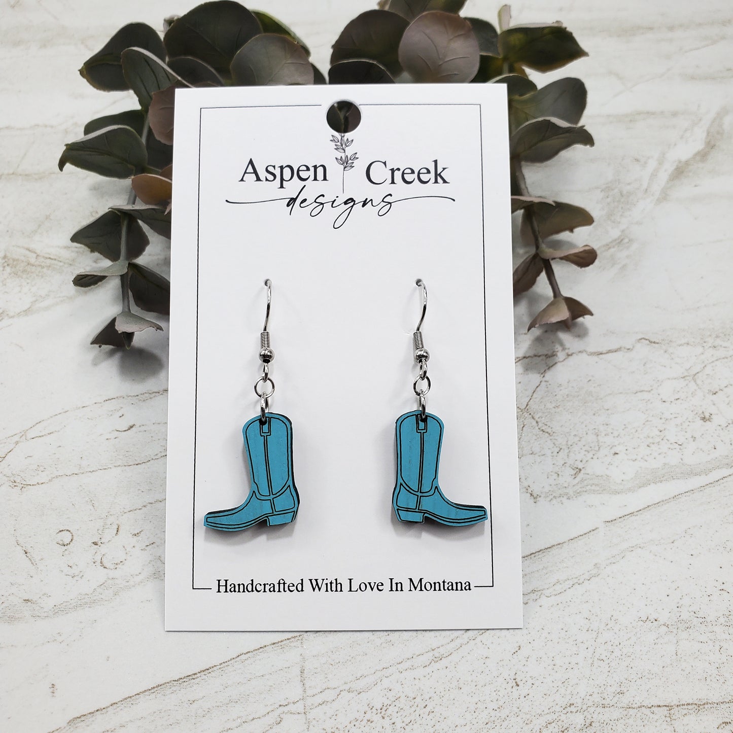 Wood Earrings- Cowboy Boots