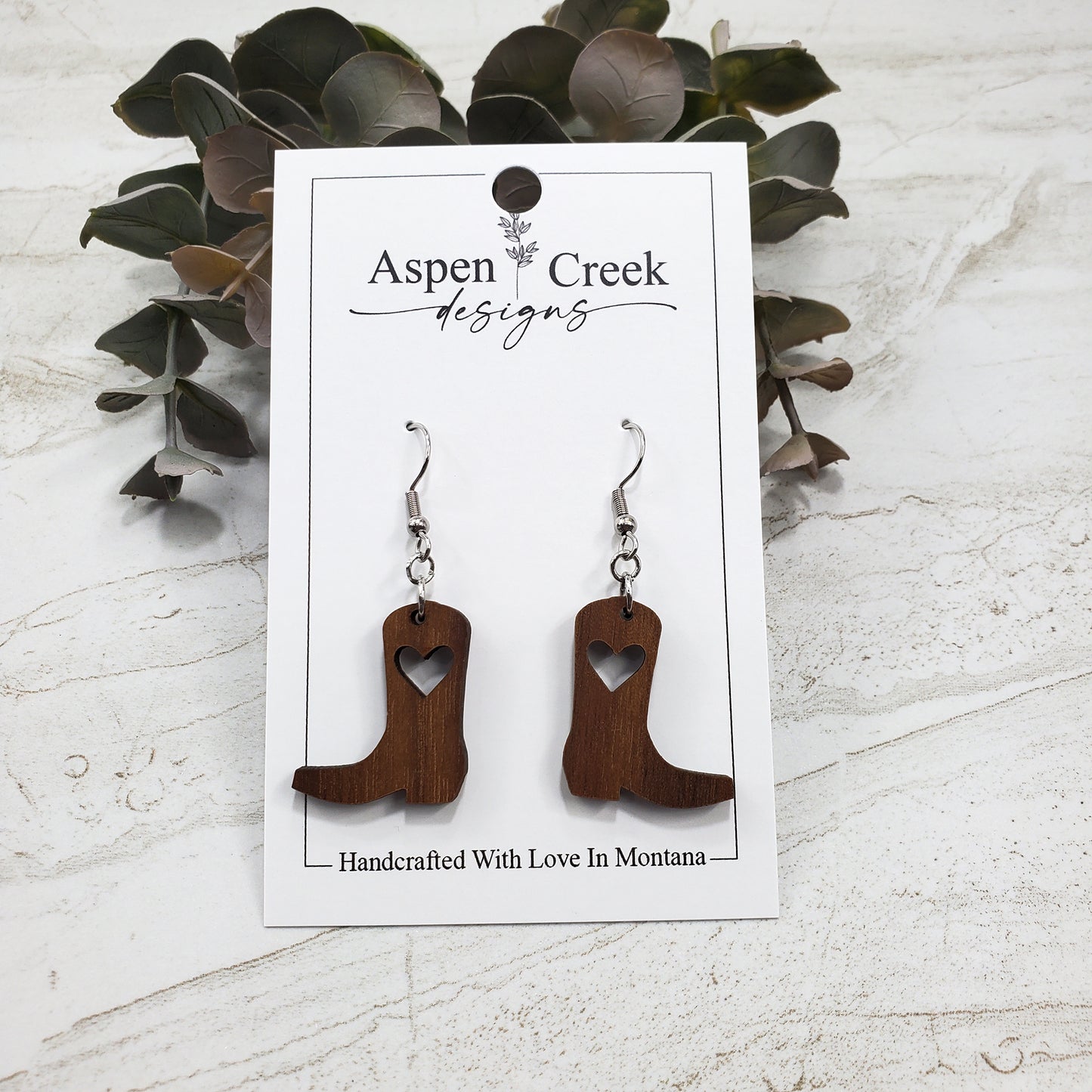 Wood Earrings- Cowboy Boots