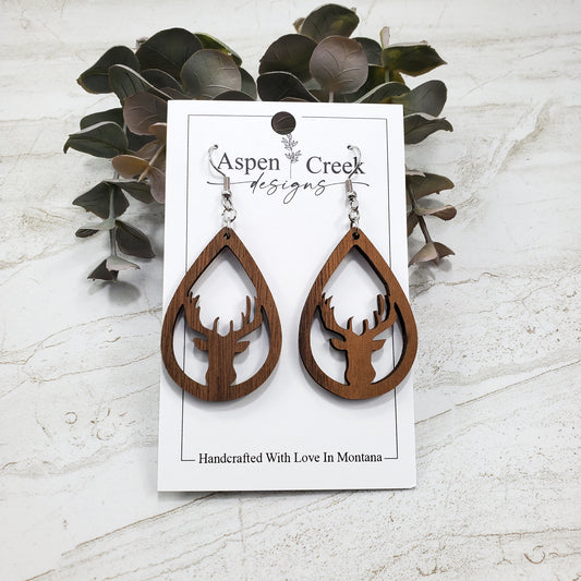 Wood Earrings- Buck