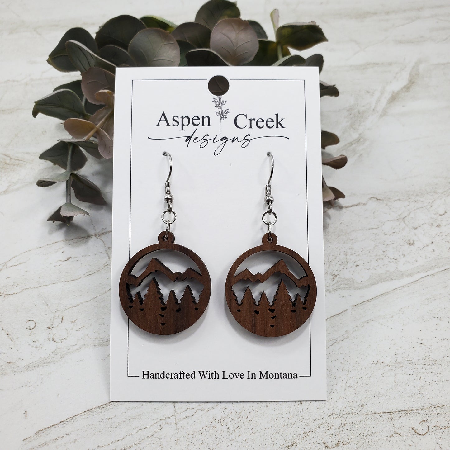 Wood Earrings- Mountains