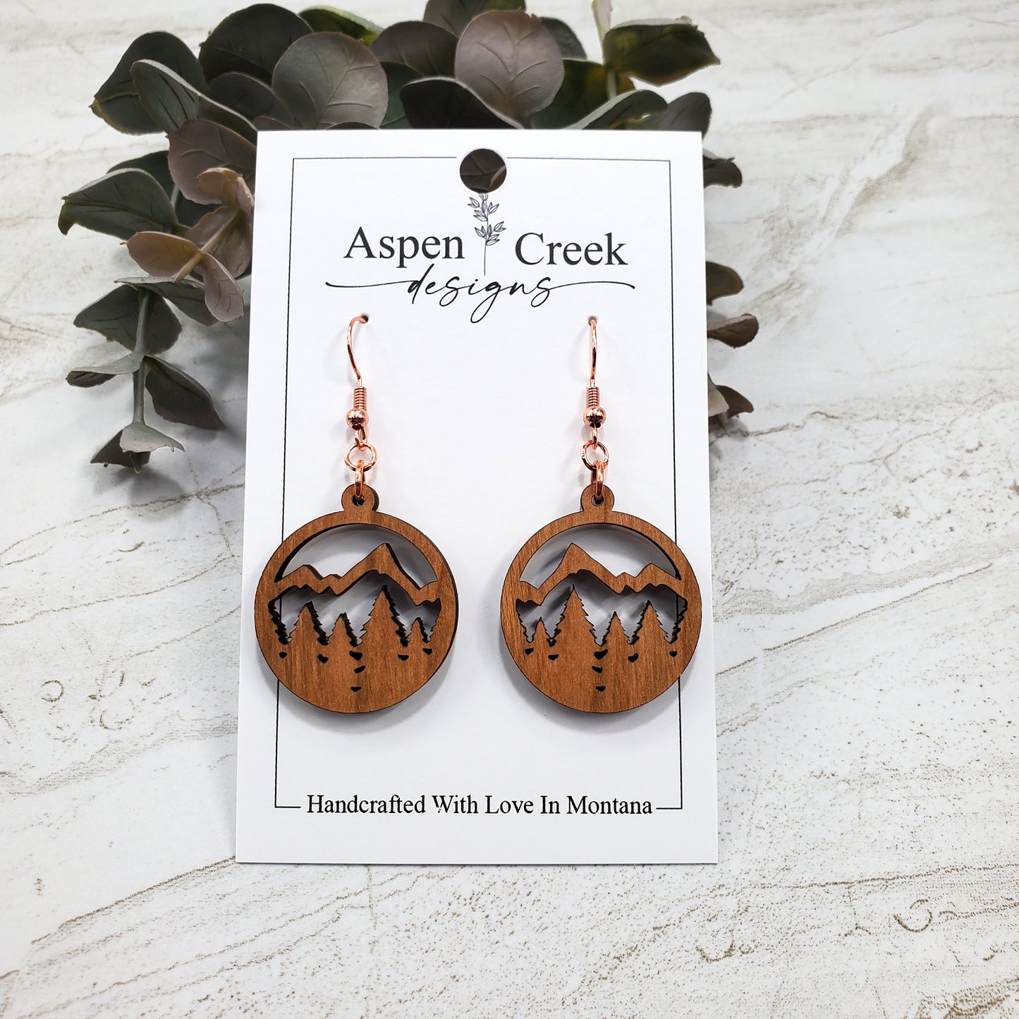 Wood Earrings- Mountains