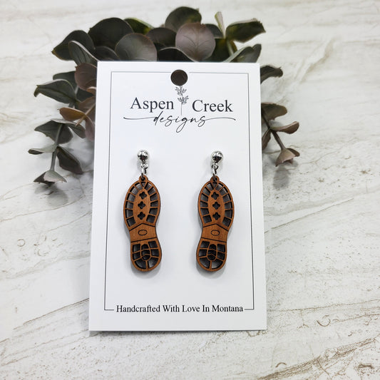 Wood Earrings- Boots