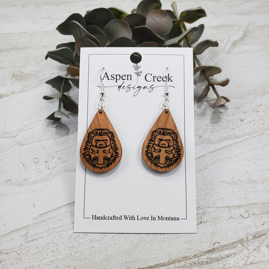 Wood Earrings- Hedgehog